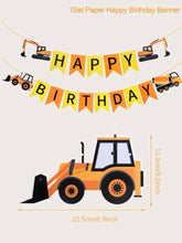 Load image into Gallery viewer, Truck, digger and tractor birthday banner
